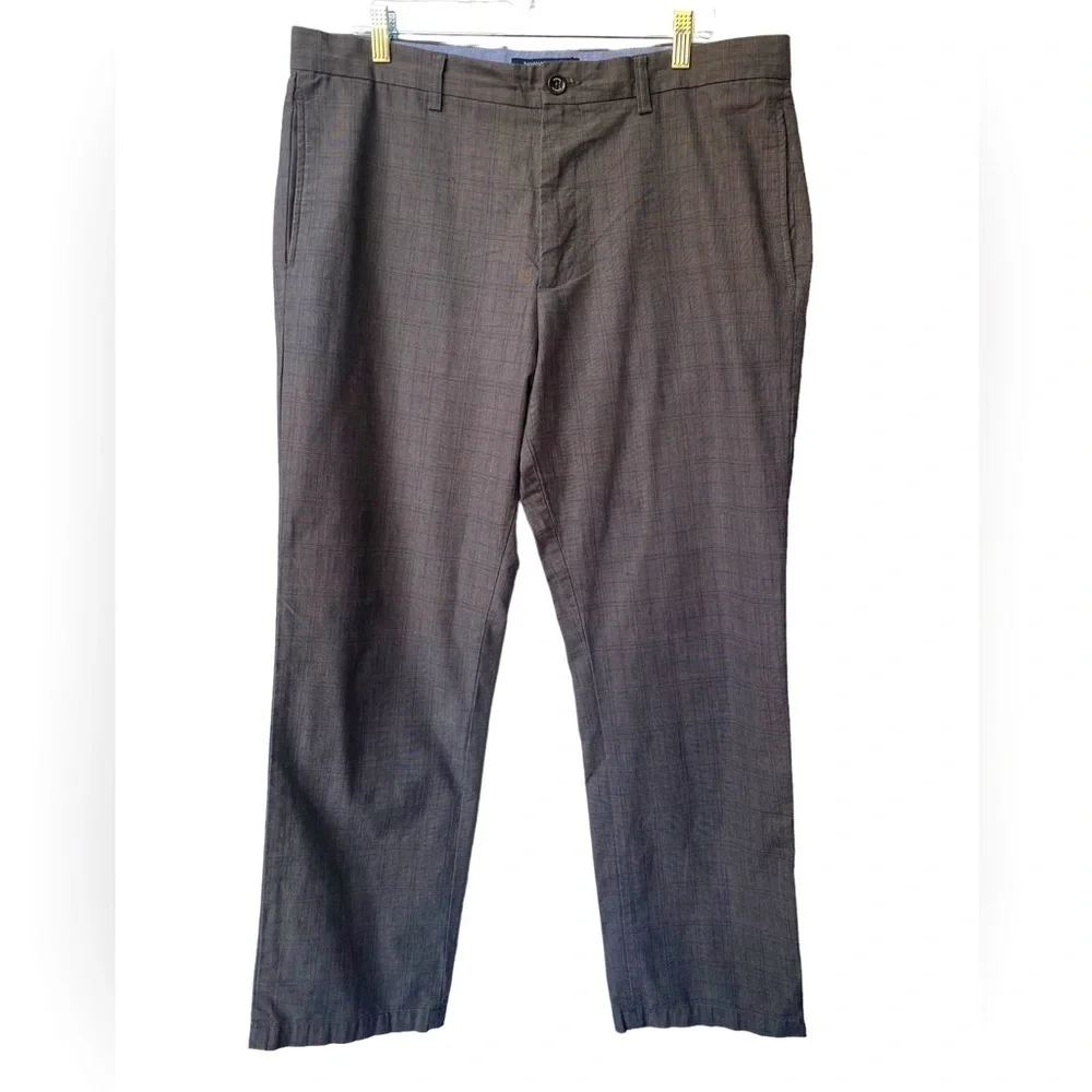 Banana Republic Mens Gavin Fit Pants Plaid 100% Cotton Dressy‎ Office Preppy